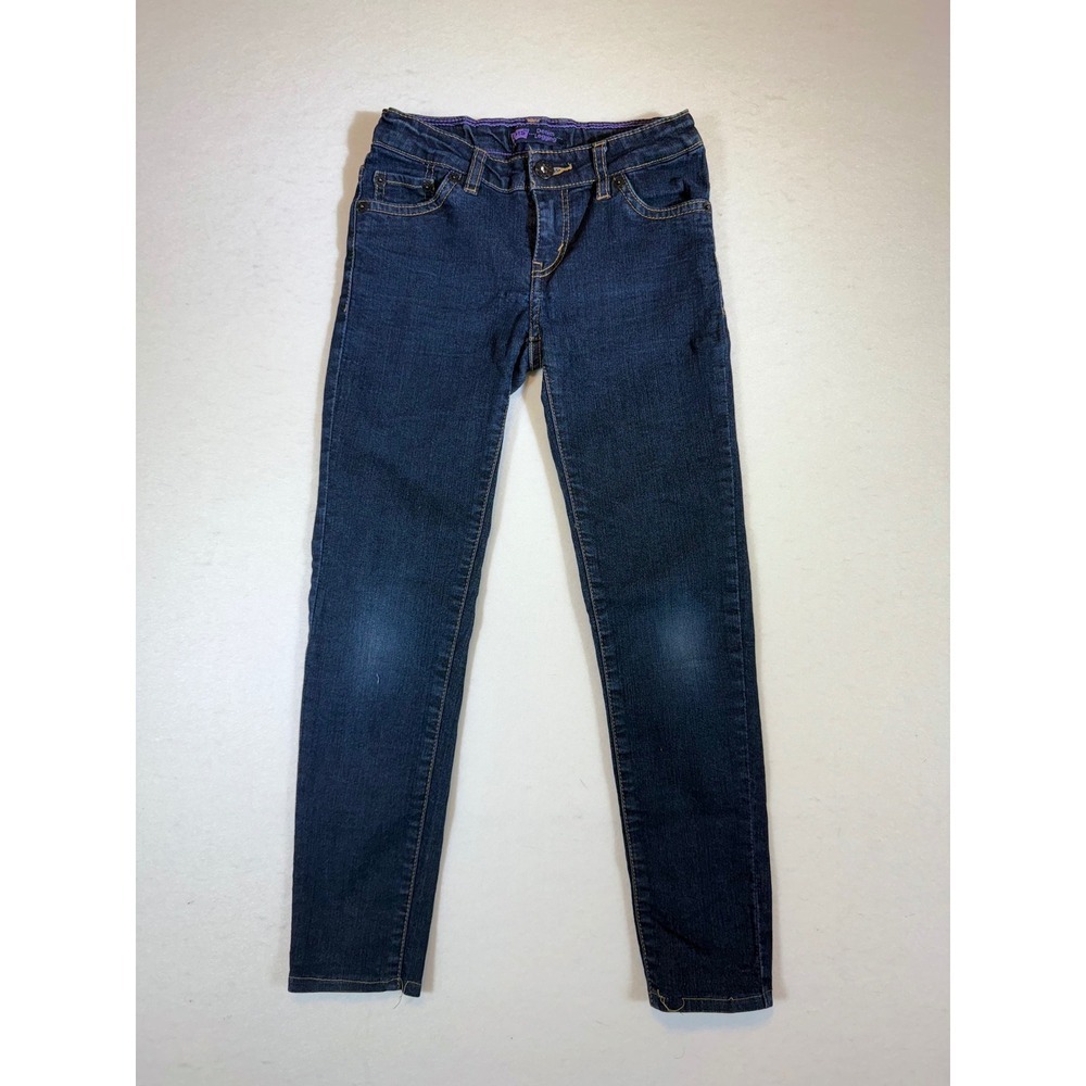 Levis Girls Dark Wash Denim Legging Jeans - Adjustable Waist, Size 8 Regular